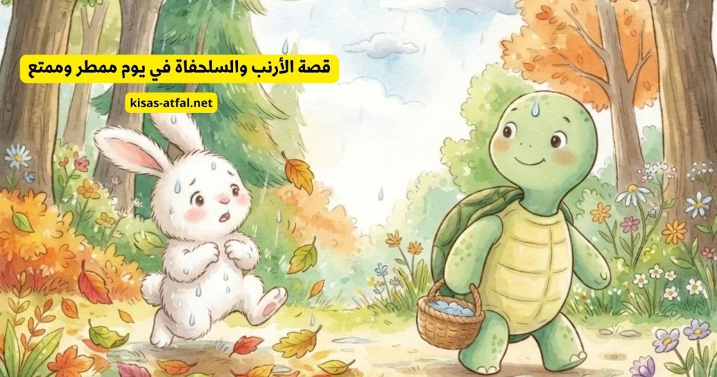 قصة الأرنب والسلحفاة في يوم ممطر وممتع