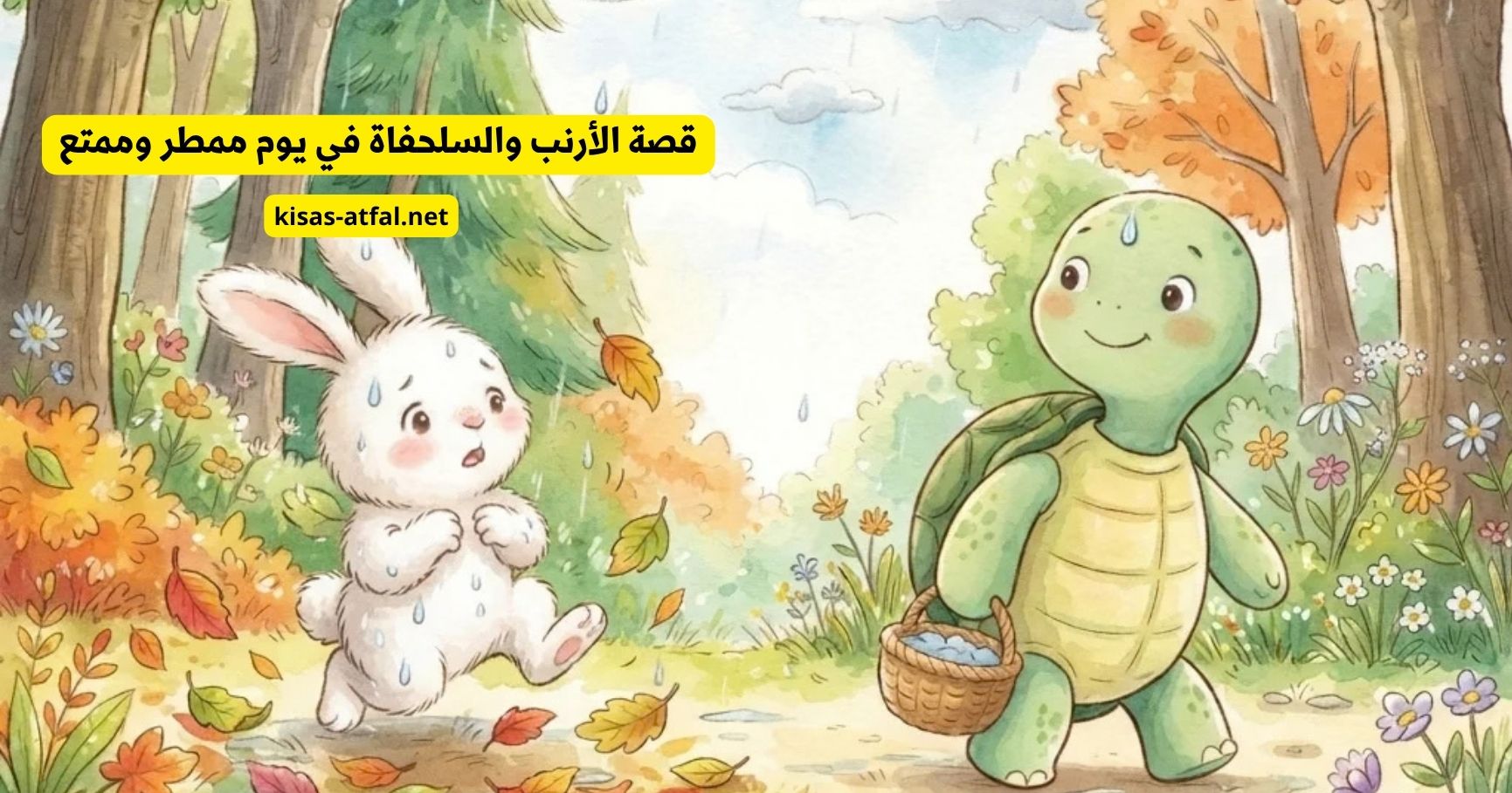 قصة الأرنب والسلحفاة في يوم ممطر وممتع